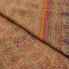 Sanskriti Vintage Soft Cream Pure Woolen Saree Block Print Embroidered Sari 5.5
