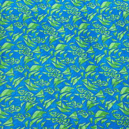 Sanskriti Vintage Soft Blue Pure Woolen Saree Foliage Geometric Print Sari 6+YD