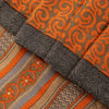 Sanskriti Vintage Soft Orange Pure Woolen Saree Spiral Vine Print Sari 6YD Craft