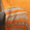 Sanskriti Vintage Soft Orange Pure Woolen Saree Spiral Vine Print Sari 6YD Craft