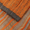 Sanskriti Vintage Soft Orange Pure Woolen Saree Spiral Vine Print Sari 6YD Craft