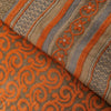 Sanskriti Vintage Soft Orange Pure Woolen Saree Spiral Vine Print Sari 6YD Craft