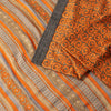 Sanskriti Vintage Soft Orange Pure Woolen Saree Spiral Vine Print Sari 6YD Craft