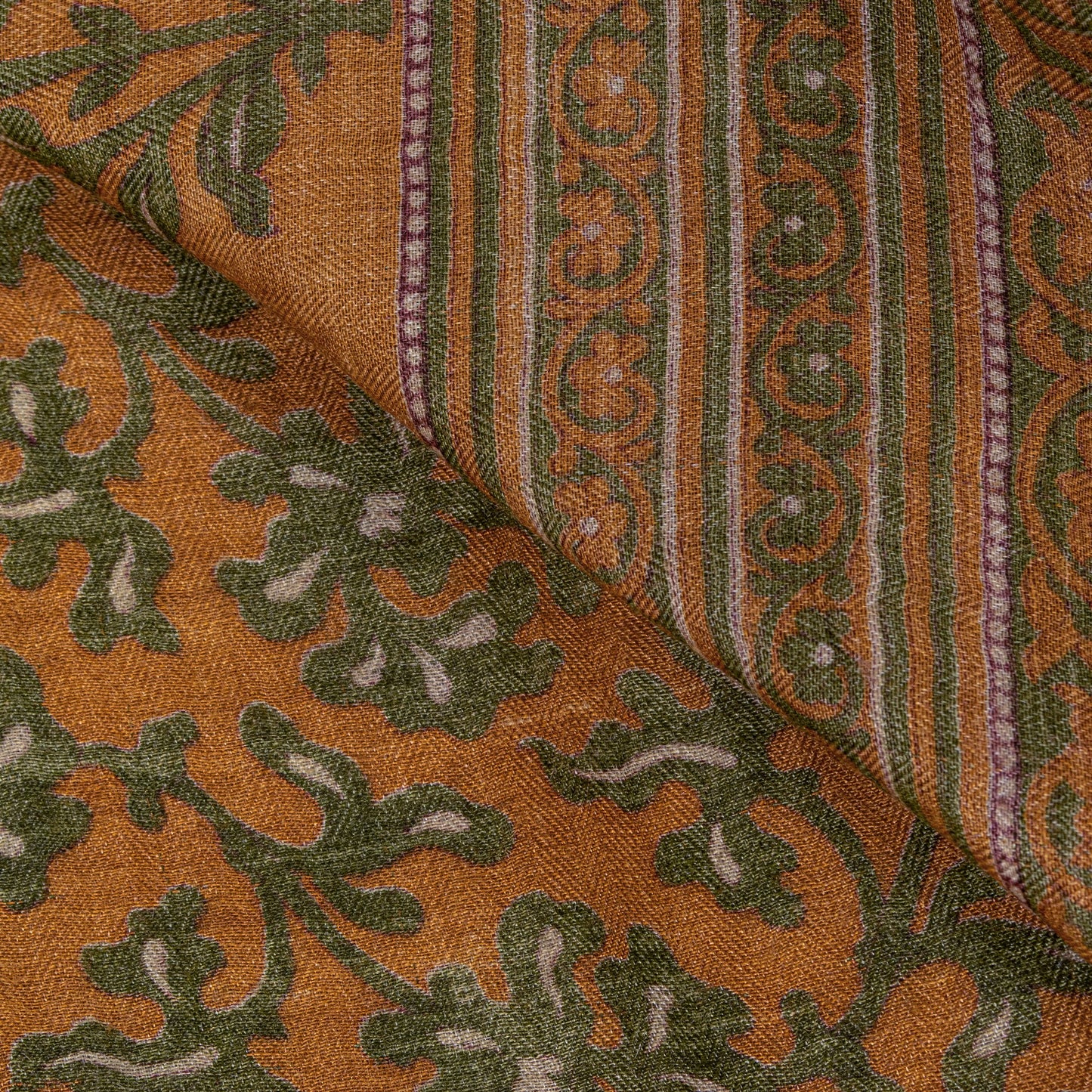 Sanskriti Vintage Soft Orange Pure Woolen Saree Floral Printed Sari 6YD Craft