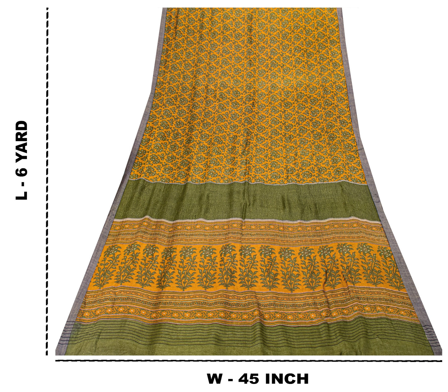 Sanskriti Vintage Soft Orange Pure Woolen Saree Floral Printed Sari 6YD Craft