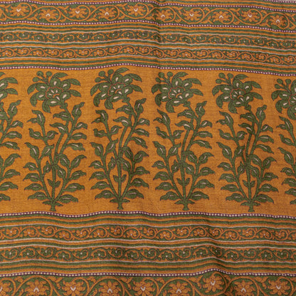 Sanskriti Vintage Soft Orange Pure Woolen Saree Floral Printed Sari 6YD Craft