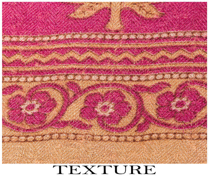Sanskriti Vintage Pink Pure Woolen Saree Floral Printed Sari Soft Craft Fabric