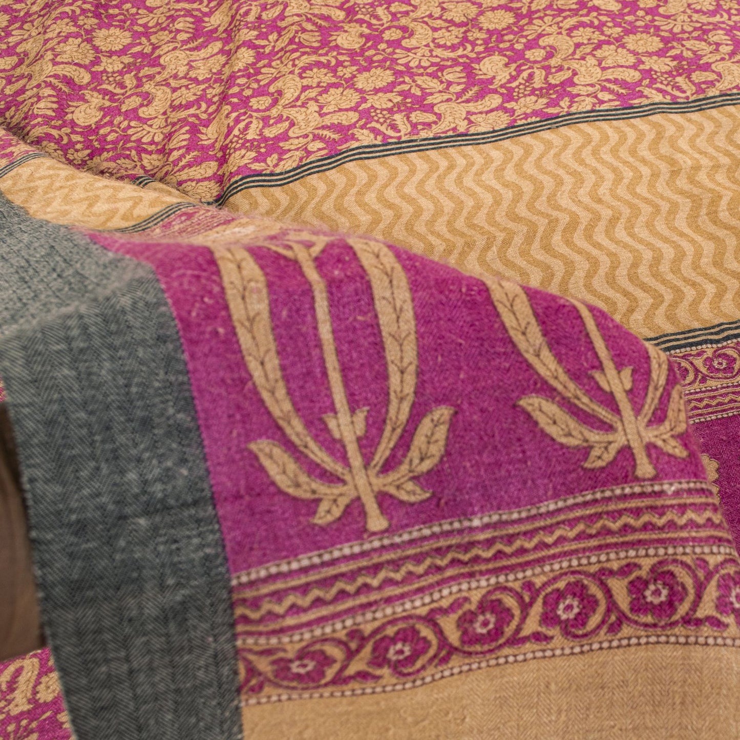 Sanskriti Vintage Pink Pure Woolen Saree Floral Printed Sari Soft Craft Fabric
