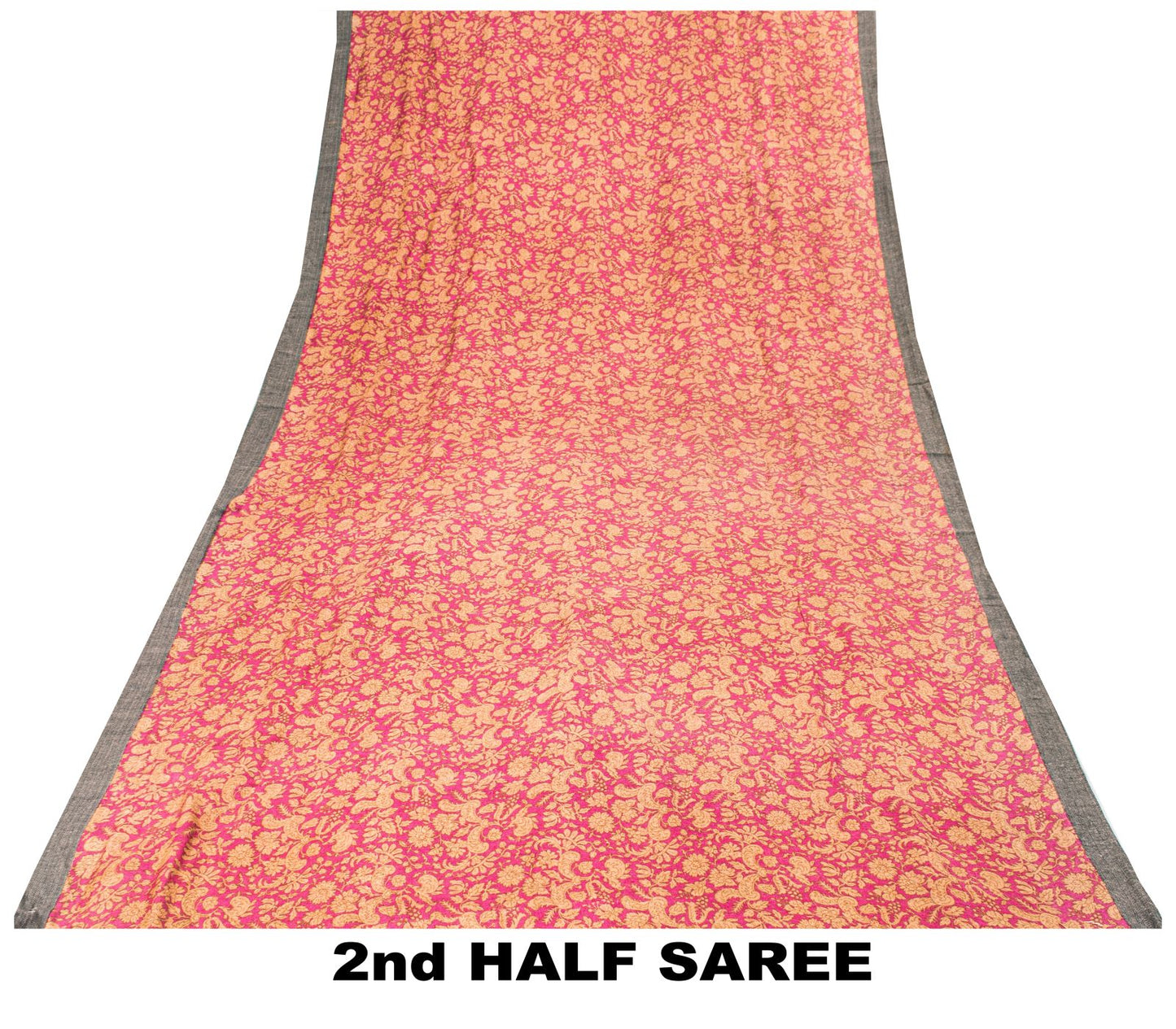 Sanskriti Vintage Pink Pure Woolen Saree Floral Printed Sari Soft Craft Fabric