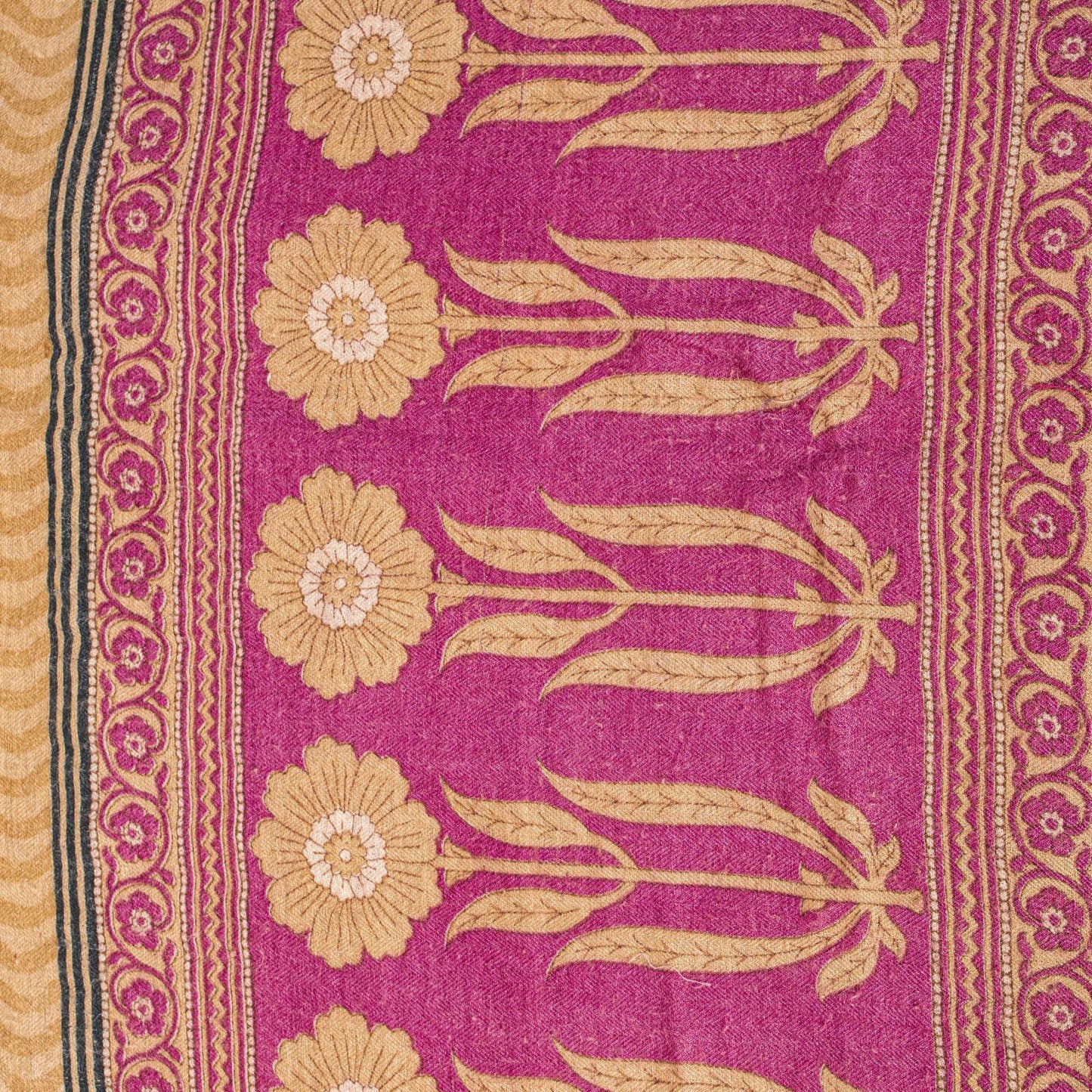 Sanskriti Vintage Pink Pure Woolen Saree Floral Printed Sari Soft Craft Fabric