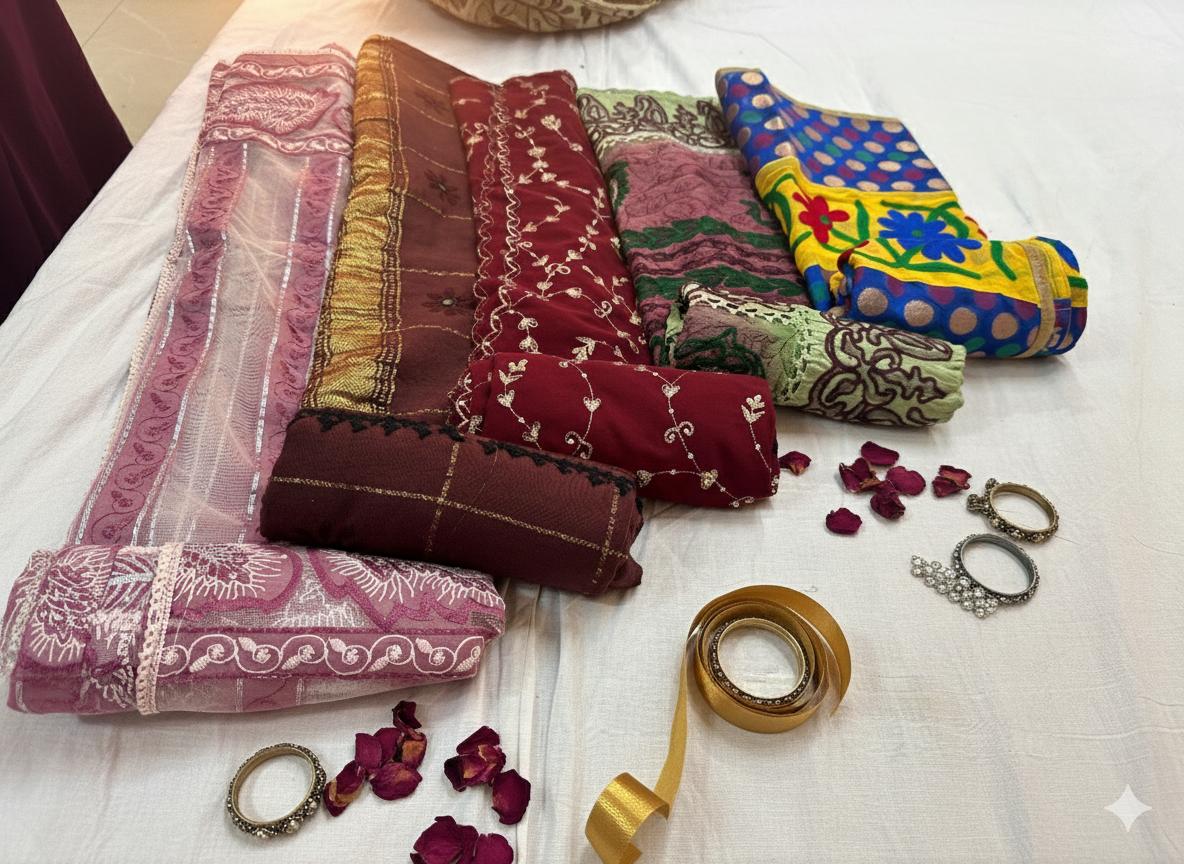 Bæredygtigt Dupatta-stof i bulk - Sanskriti Vintage genbrugt bomuldsdupatta til håndværk og projekter