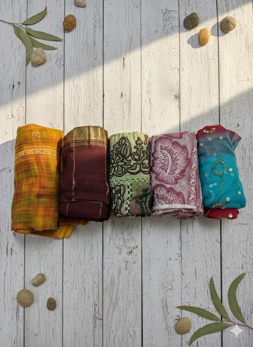 Bæredygtigt Dupatta-stof i bulk - Sanskriti Vintage genbrugt bomuldsdupatta til håndværk og projekter
