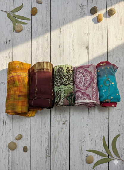 Bæredygtigt Dupatta-stof i bulk - Sanskriti Vintage genbrugt bomuldsdupatta til håndværk og projekter