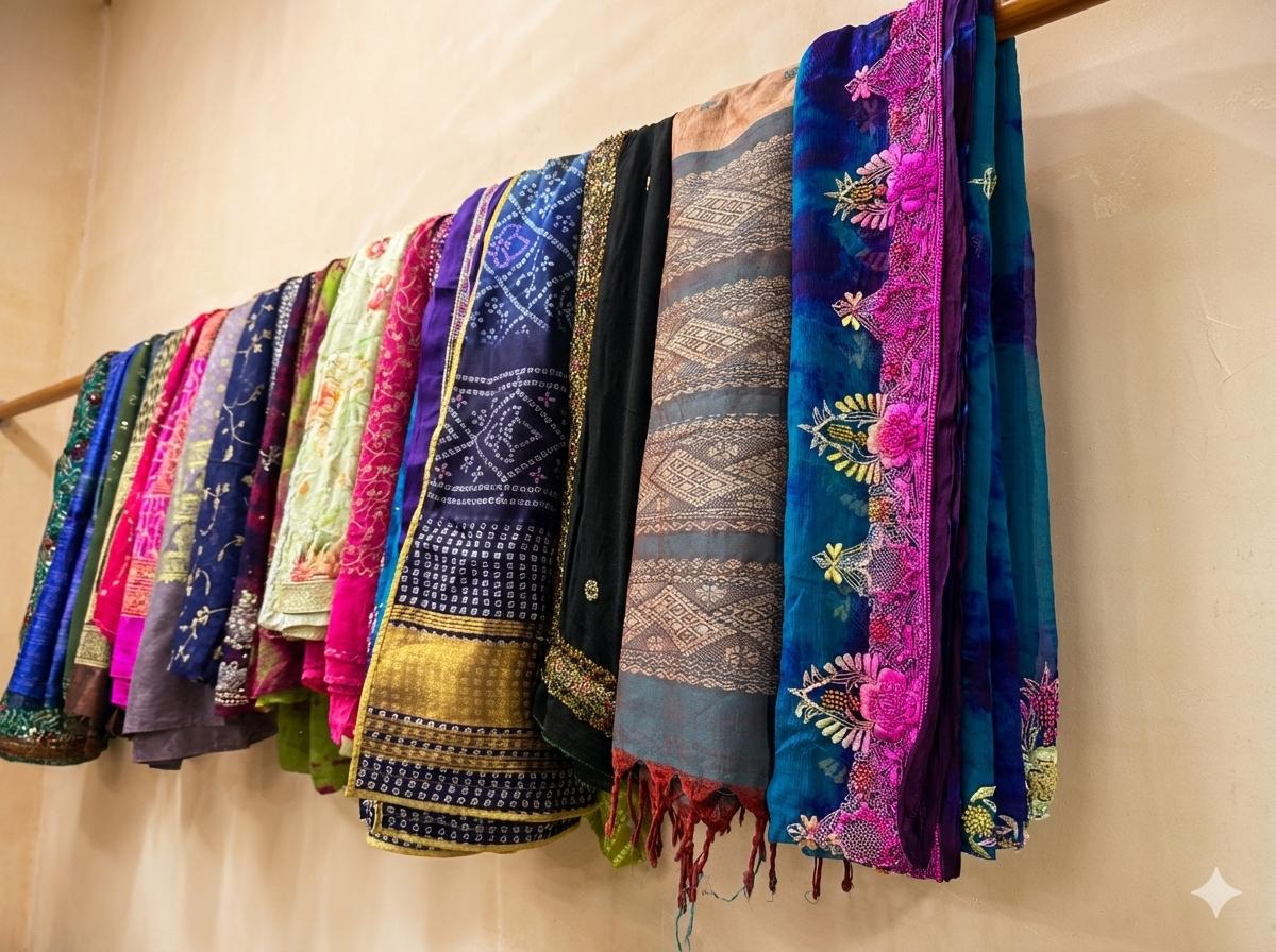 Sustainable Bulk Sarees Fabric - Sanskriti Vintage Assorted Recycled Art Silk Sarees for Crafts and Projects
