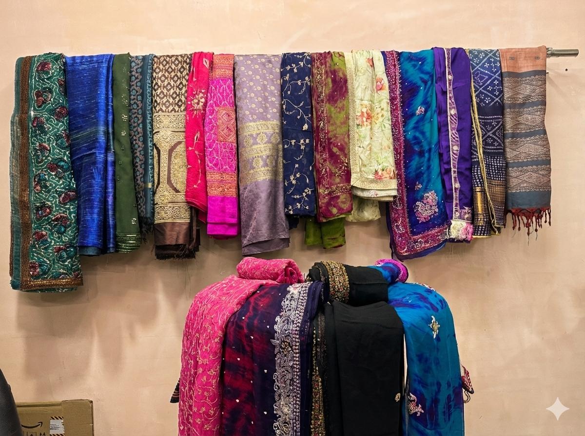 Sustainable Bulk Sarees Fabric - Sanskriti Vintage Assorted Recycled Art Silk Sarees for Crafts and Projects