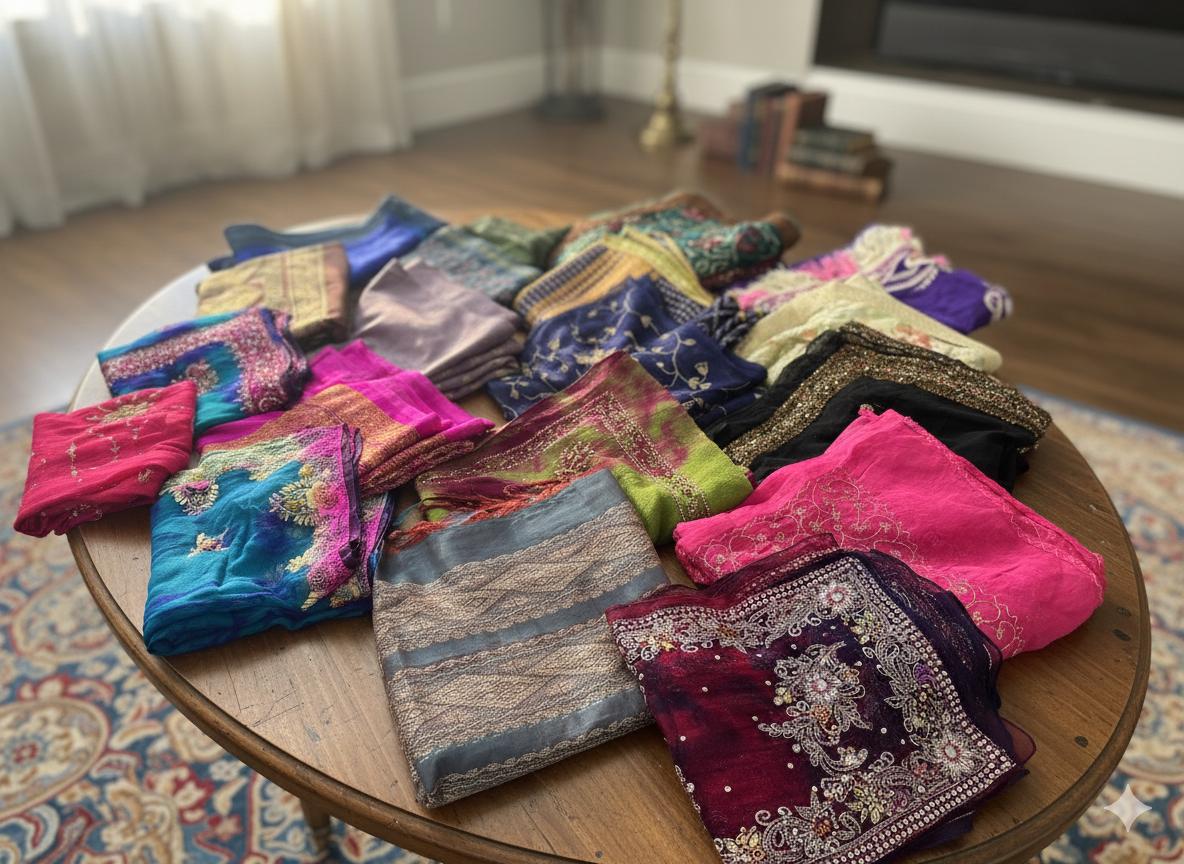 Bæredygtigt saristof i bulk - Sanskriti Vintage genbrugssilkesarier til håndværk og projekter