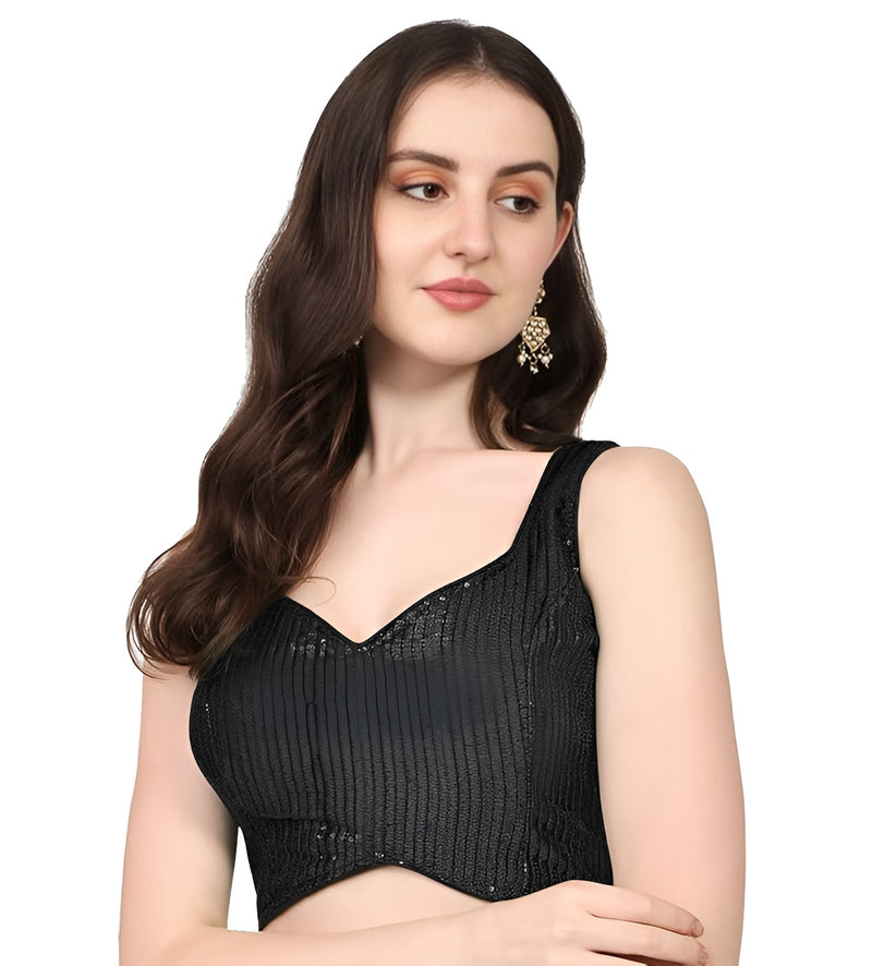 Sanskriti Vintage Women's Multicolor Georgette Zari Sequin Saree Blouse
