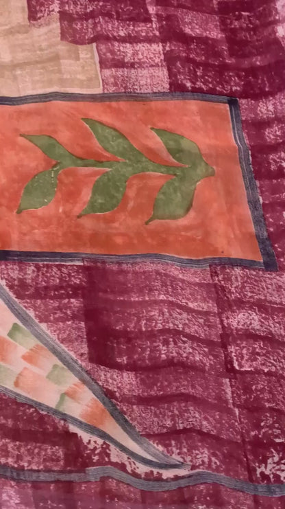 Sanskriti Vintage Peach Saree Pure Georgette Silk Printed Sari Craft 5 Yd Sustainable Fabric