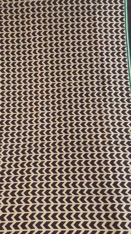 Sanskriti Vintage Brown Saree Art Silk Printed Craft Sustainable Fabric Indian Decor Sari