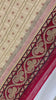Sanskriti Vintage Sarees Cream Pure Cotton Floral Printed Sari 5+yd Craft Fabric