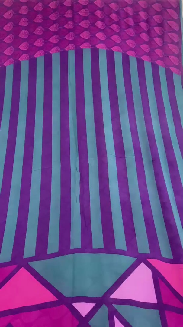 Sanskriti Vintage Sarier Lilla Ren Georgette Silke Print Sari 5+ yard Håndværk Bæredygtigt Stoff