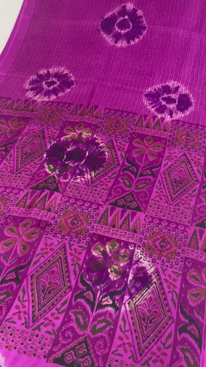Sanskriti Vintage Sarees Purple Indian Pure Silk Printed Sari 6+yd Craft Fabric