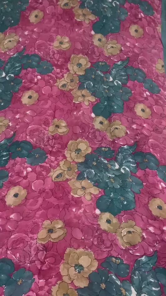 Sanskriti Vintage Sarees Pink Pure Georgette Silk Printed Sari 5+yd Craft Sustainable Fabric