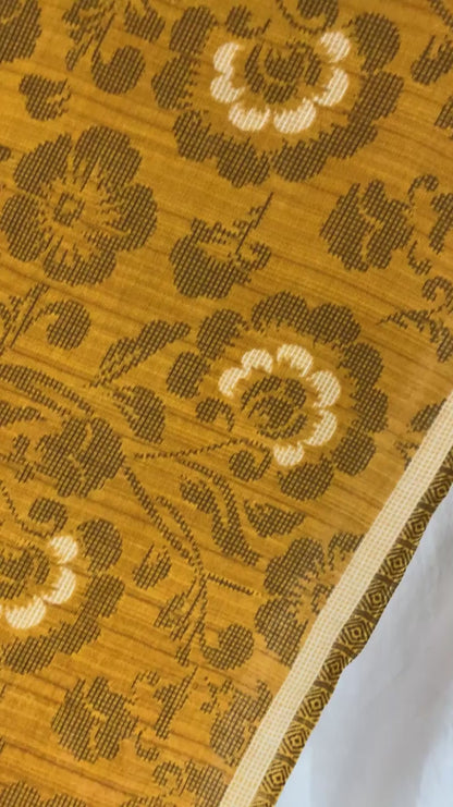 Sanskriti Vintage Sarees Indian Saffron Pure Cotton Print Sari 5+yd Craft Fabric