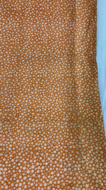 Sanskriti Vintage Sarees Orange Polka Dot Pure Silk Print Sari 5yd Craft Fabric