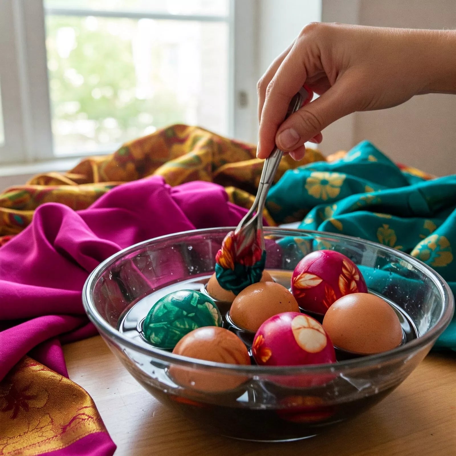 Sanskriti Vintage assorteret silkestofindpakning til påskeægfarvning – Kreativ håndværksdekoration