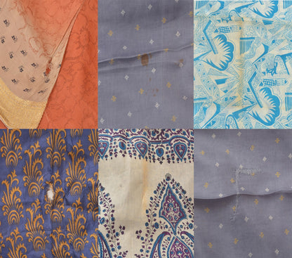 Sanskriti Vintage Printed Pure Silk Used Sarees Lot Old Sari Fabrics By Kilo