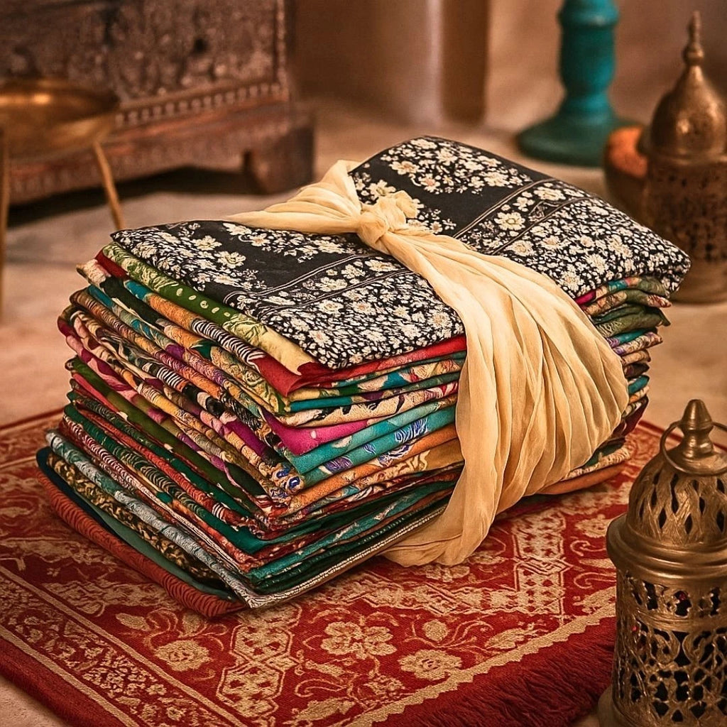 Sanskriti Vintage Wholesale Vintage Cotton Saree Lot of 40 | Recycled Indian Fabric Bulk | Assorted Colors Prints Craft Sewing Upcycling Textile