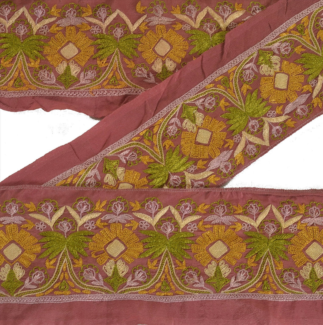 Antique Vintage Saree Border Hand Embroidered Indian Trims Lace 3.5