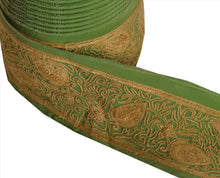 Load image into Gallery viewer, Antique Vintage Saree Border Hand Embroidered Craft Trims Lace 2&quot;W +1 Yd Green

