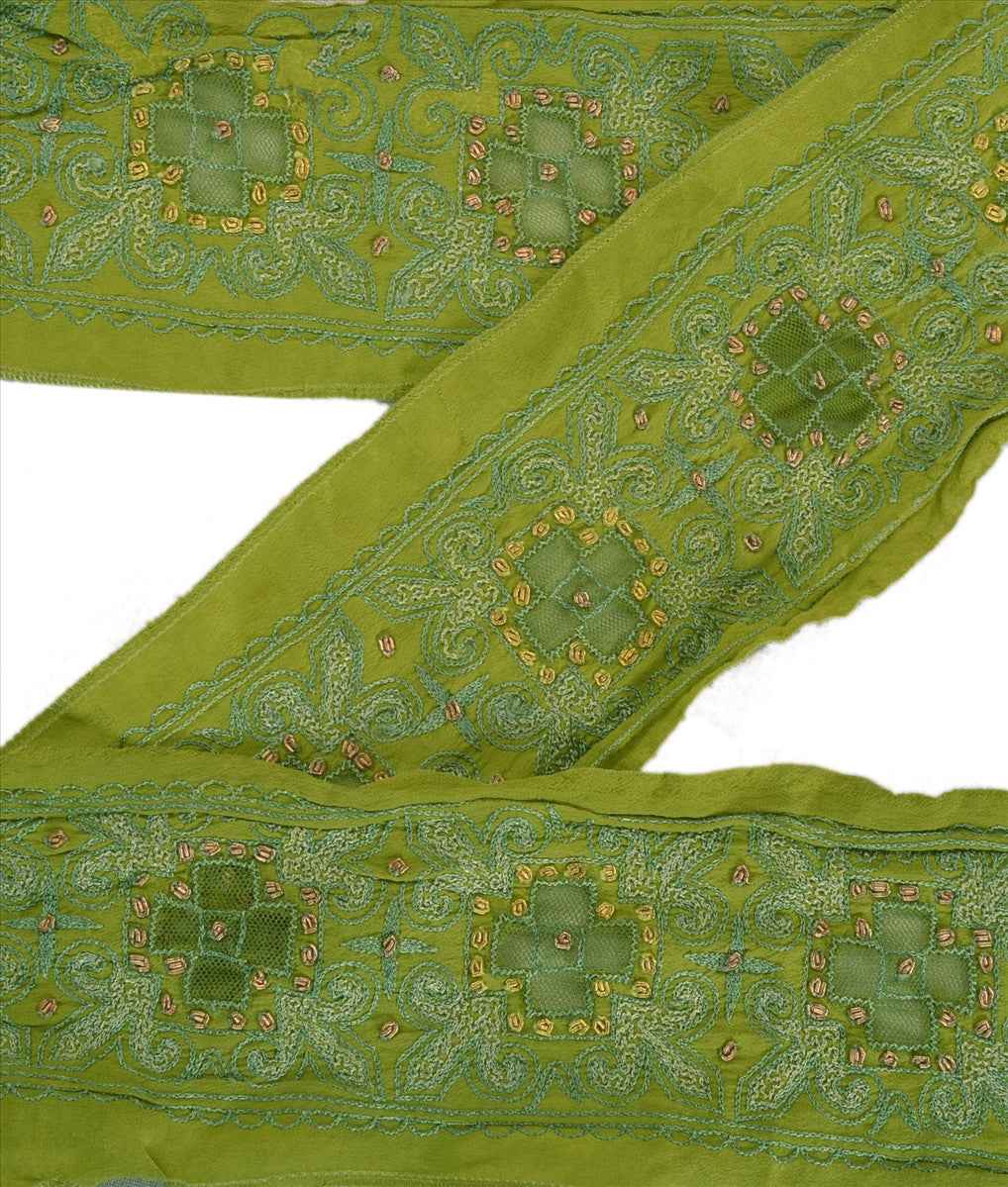 Antique Vintage Saree Border Hand Embroidered Craft Trims Lace 2.5