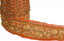 Load image into Gallery viewer, Antique Vintage Saree Border Hand Beaded Indian Craft Trims Lace 3&quot;W +1 Yard
