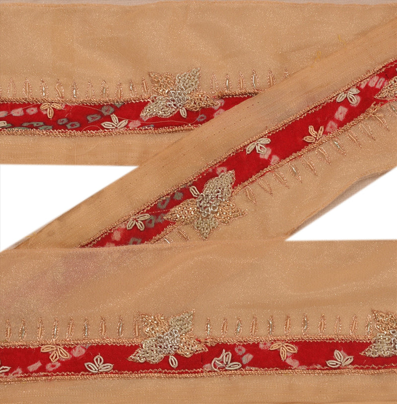 Sanskriti Vintage Saree Border Hand Embroidered Craft Trims Lace 1.5"W +1 Yard