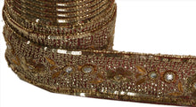 Load image into Gallery viewer, Antique Vintage Saree Border Hand Beaded Indian Craft Trims Lace 2.5&quot;W +1 Yard
