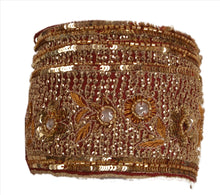 Load image into Gallery viewer, Antique Vintage Saree Border Hand Beaded Indian Craft Trims Lace 2.5&quot;W +1 Yard
