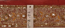 Load image into Gallery viewer, Antique Vintage Saree Border Hand Beaded Indian Craft Trims Lace 2.5&quot;W +1 Yard
