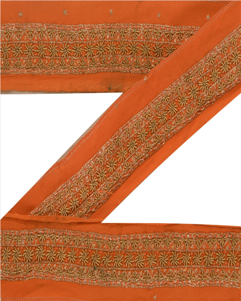 Sanskriti Vintage Saree Border Hand Embroidered Craft Trims Lace 1.5"W +1 Yard