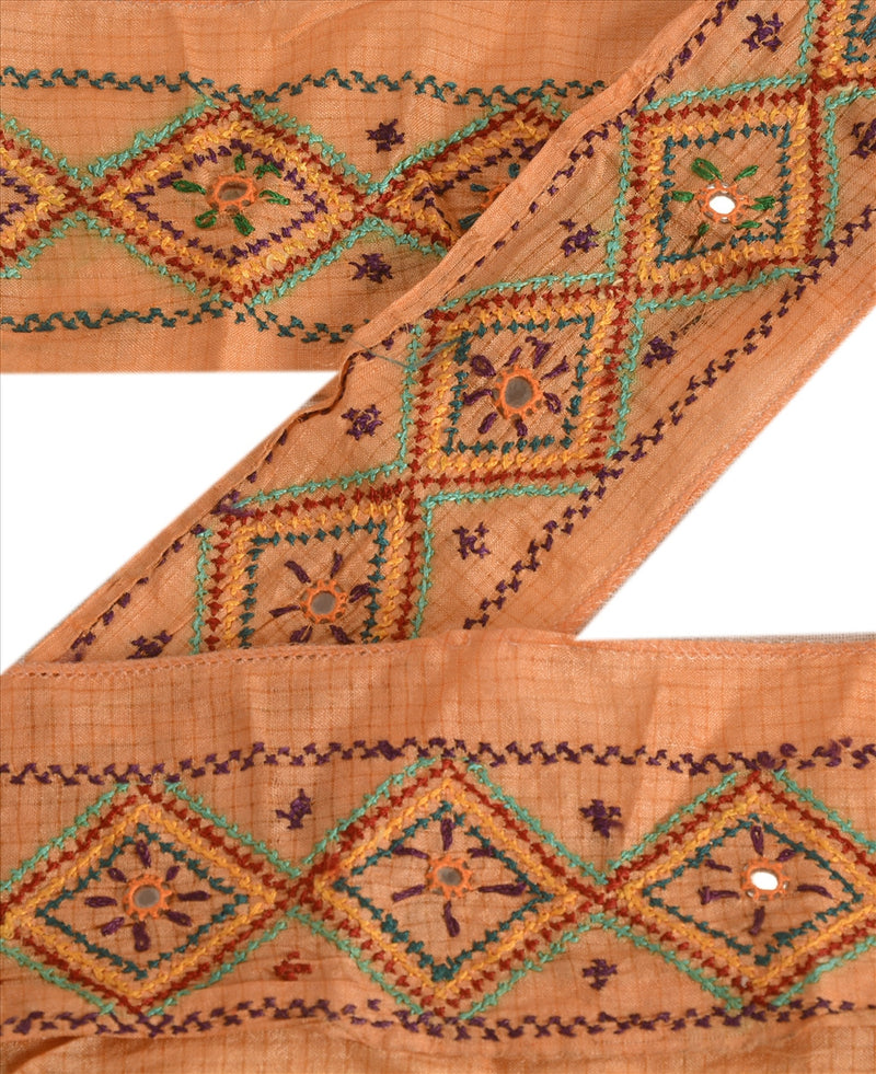 Sanskriti Vintage Antique Vintage Saree Border Hand Embroidered Craft Trims Lace 2"W +1 Yard