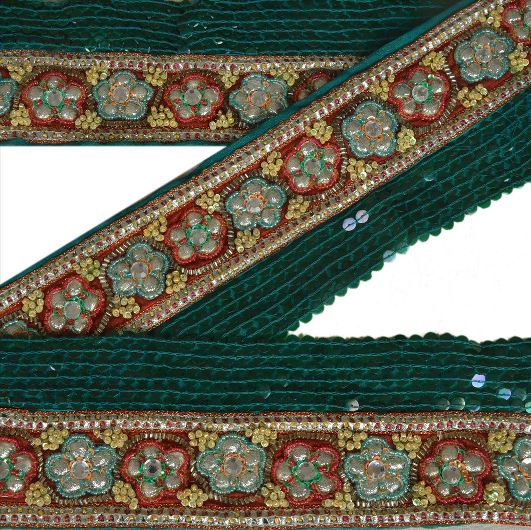 Antique Vintage Saree Border Hand Beaded Indian Craft Trims Lace 3