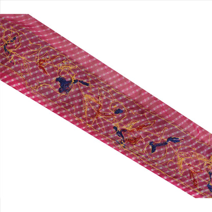 Sanskriti Vintage Sari Border Hand Beaded Leheria 1 Yd Trim Sewing Pink Lace