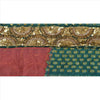 Sanskriti Vintage Sari Border Hand Beaded Woven 1 Yd Trim Sewing Green Lace