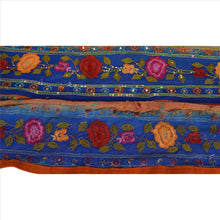 Load image into Gallery viewer, Sanskriti Vintage Sari Border Hand Beaded 2 YD Indian Trim Ribbon Blue Lace
