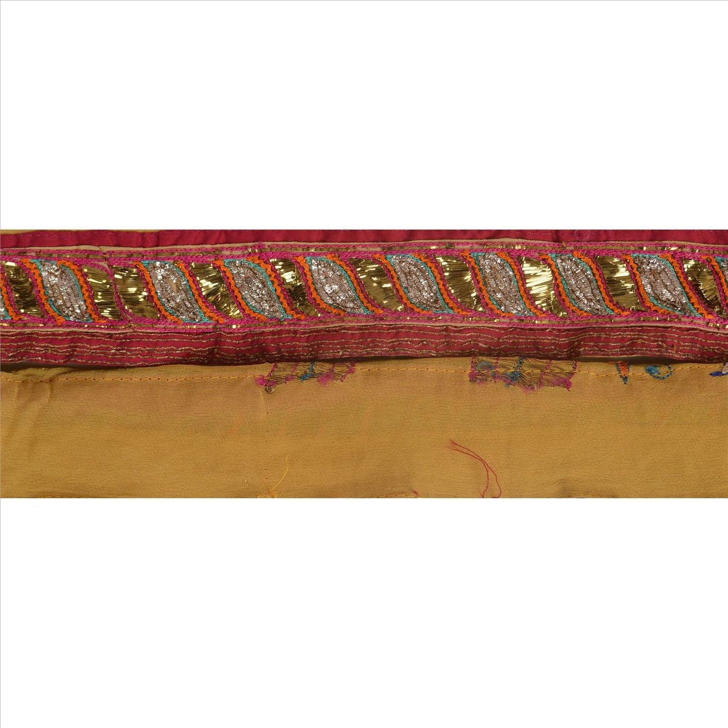 Санскрити Винтаж Сари Кайма Вышитая вручную 1Yd Индийская Отделка Шитье Кремовое Кружево
