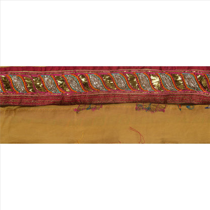 Санскрити Винтаж Сари Кайма Вышитая вручную 1Yd Индийская Отделка Шитье Кремовое Кружево