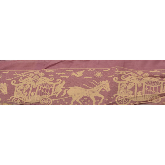 Sanskriti Vintage Sari Border Woven Baluchari 1 Yd Trim Syning Lilla 3"W Blonde