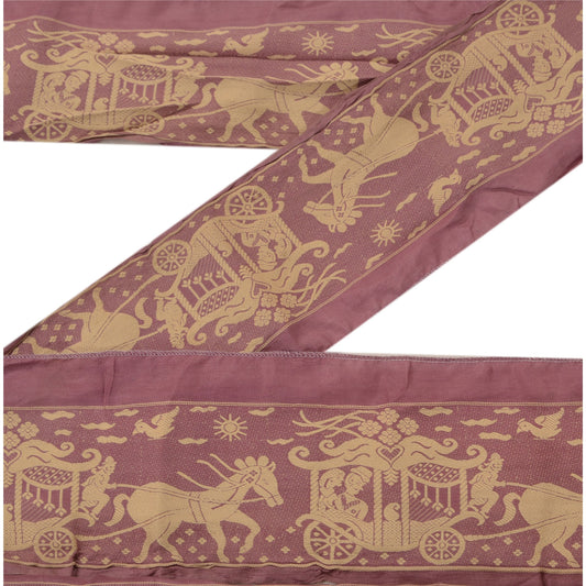 Sanskriti Vintage Sari Border Woven Baluchari 1 Yd Trim Syning Lilla 3"W Blonde